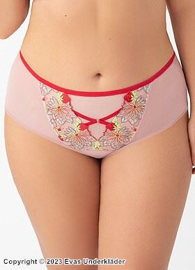Beautiful panties, embroidery, tulle inlay, colorful flowers